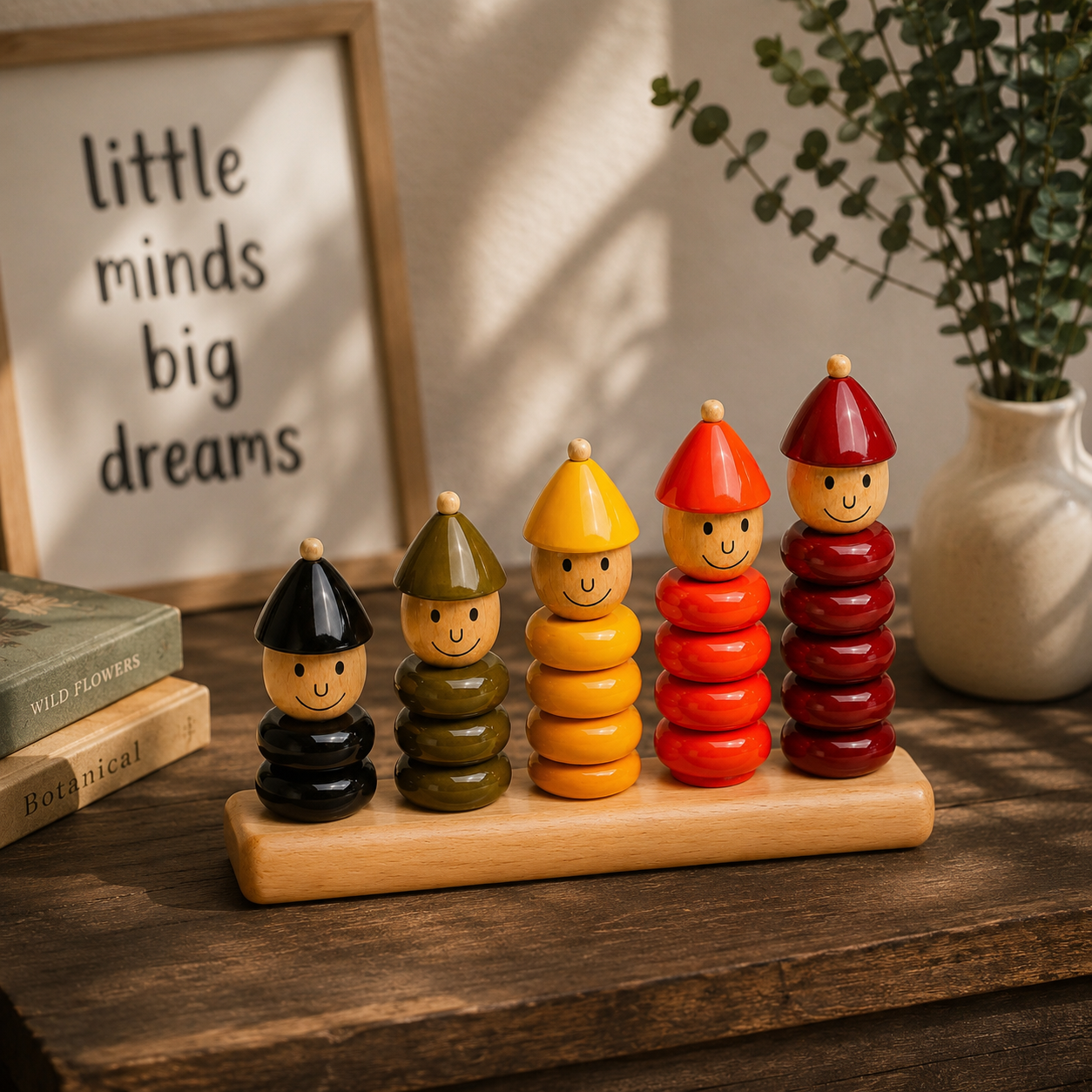 Peppy Five | Handcrafted Channapatna Wooden Stacking Toy