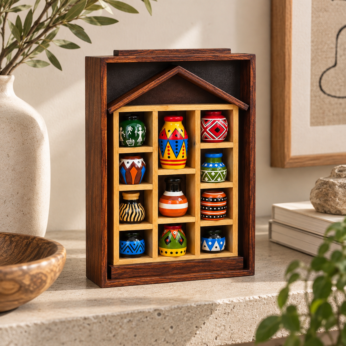 Potli House | Handcrafted Channapatna Wooden Pot Wall Decor