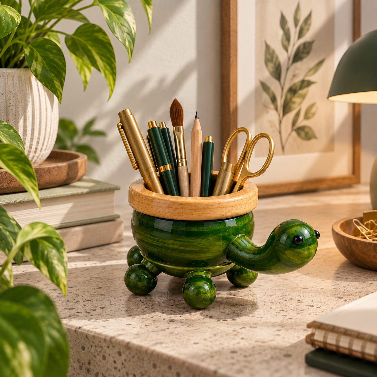 Toto Tortoise | Handcrafted Channapatna Wooden Pen Stand