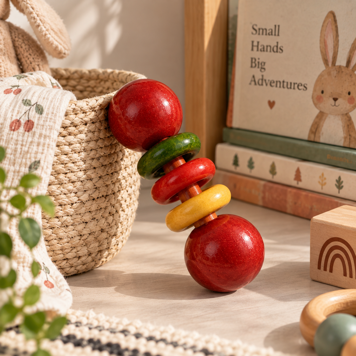 Jingly Joy | Handcrafted Channapatna Wooden Baby Rattle