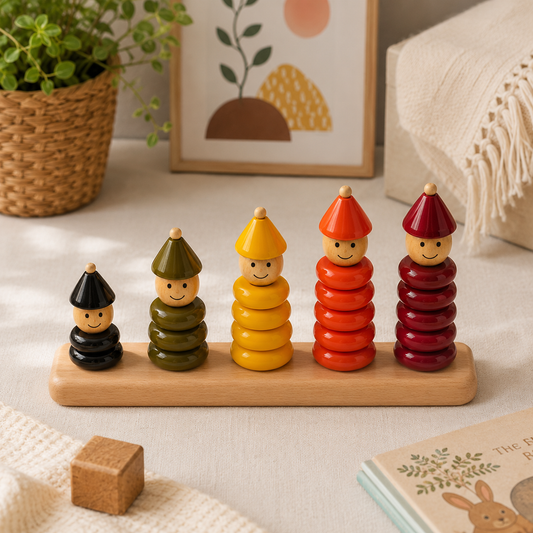 Peppy Five | Handcrafted Channapatna Wooden Stacking Toy
