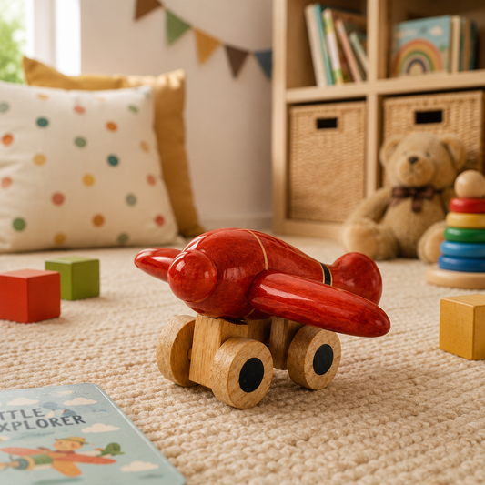 Zoomie Plane | Handcrafted Channapatna Wooden Push Toy