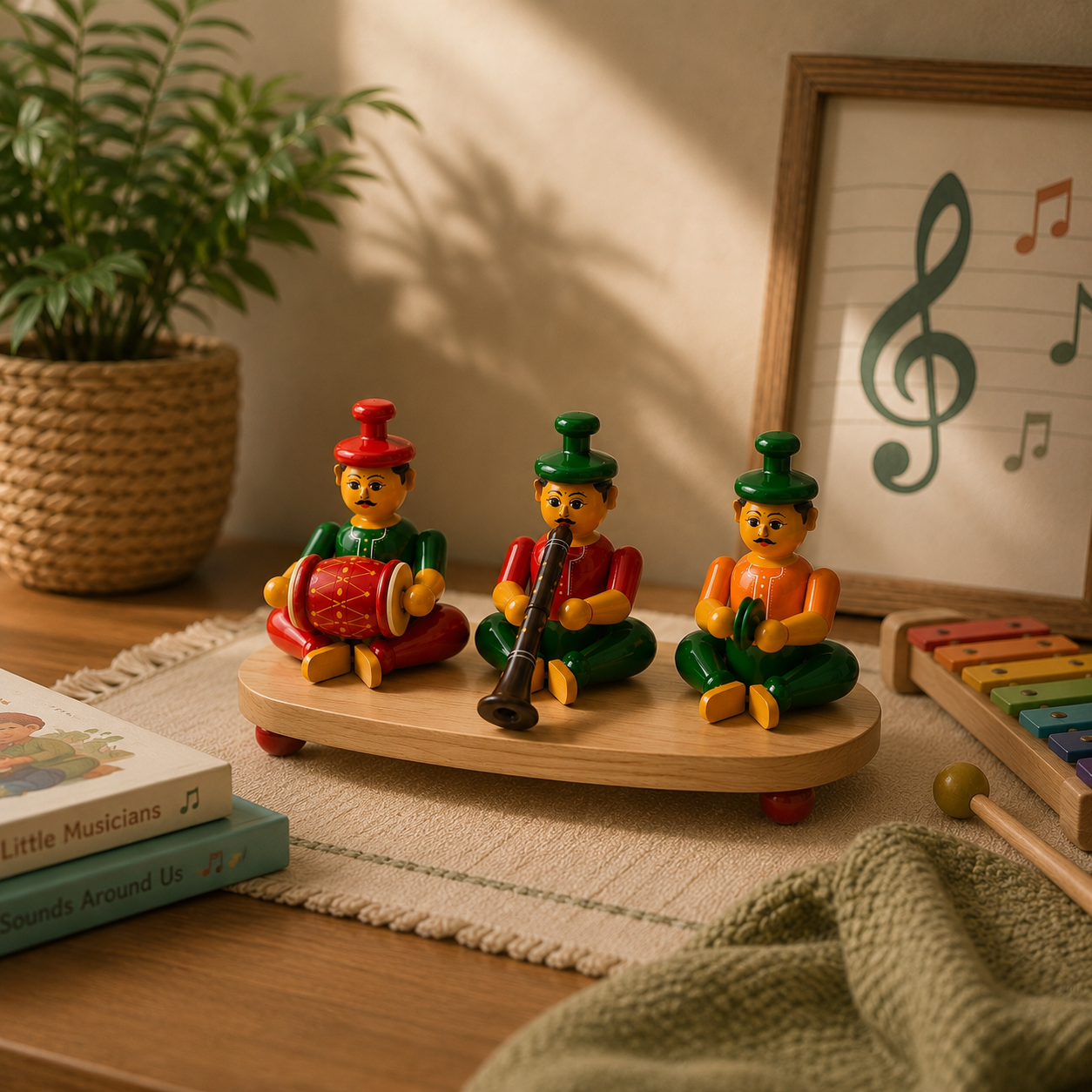 Melody Trio | Handcrafted Channapatna Wooden Musician Set