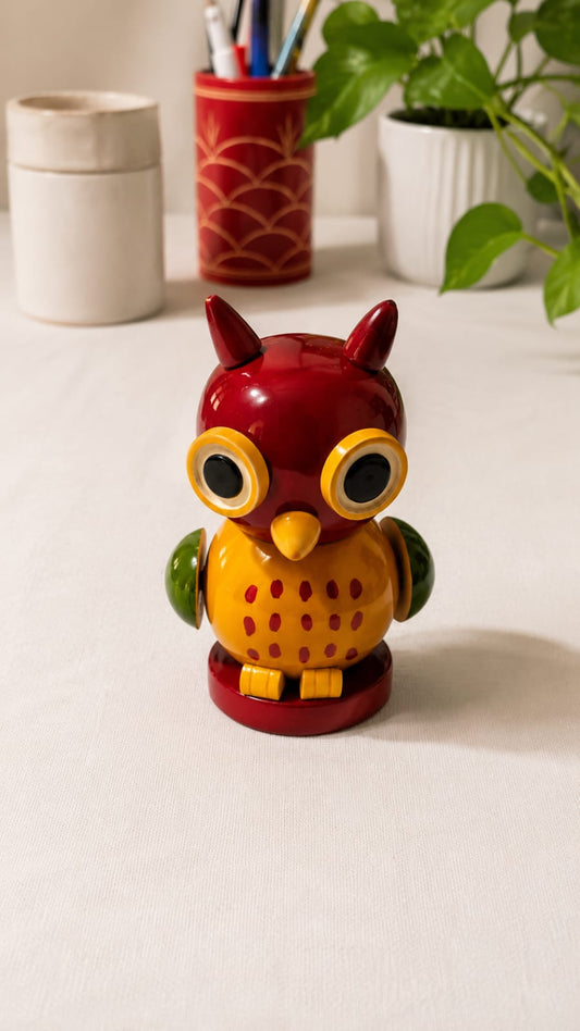 Hootie Owl | Channapatna Wooden Showpiece